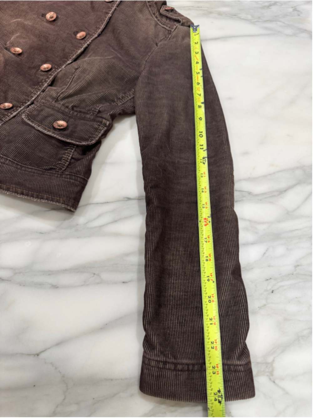 Y2K Esprit Brown Corduroy Military Utility Jacket Size S - Picture 10 of 10